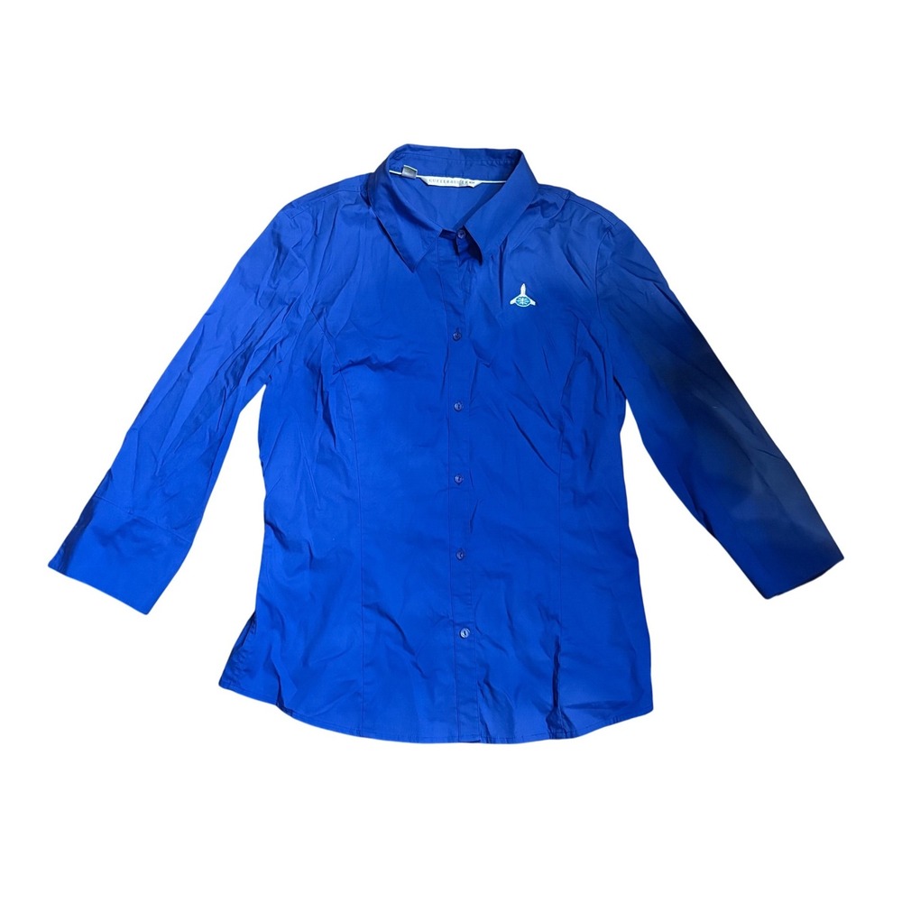 Cutter‎ Buck Women Royal Blue Button Down Shirt Long Sleeve Logo Sz S